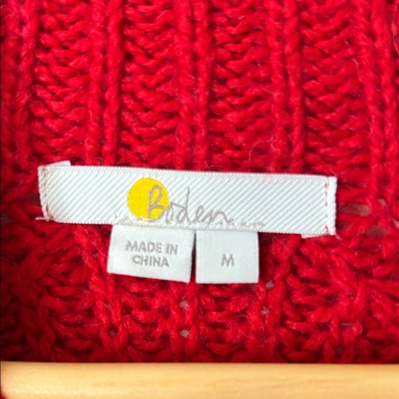 Boden Wool Blend Chunky Knit Red Mockneck Women's Sweater Size M - Picture 3 of 11